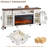 70" Fireplace TV Stand with 36”Silent Electric Fireplace, Farmhouse Entertainment Center for TVs up to 80", 2 Drawers TV Console, TVs Cabinet with Glass Door Cabinet, White-2067499593