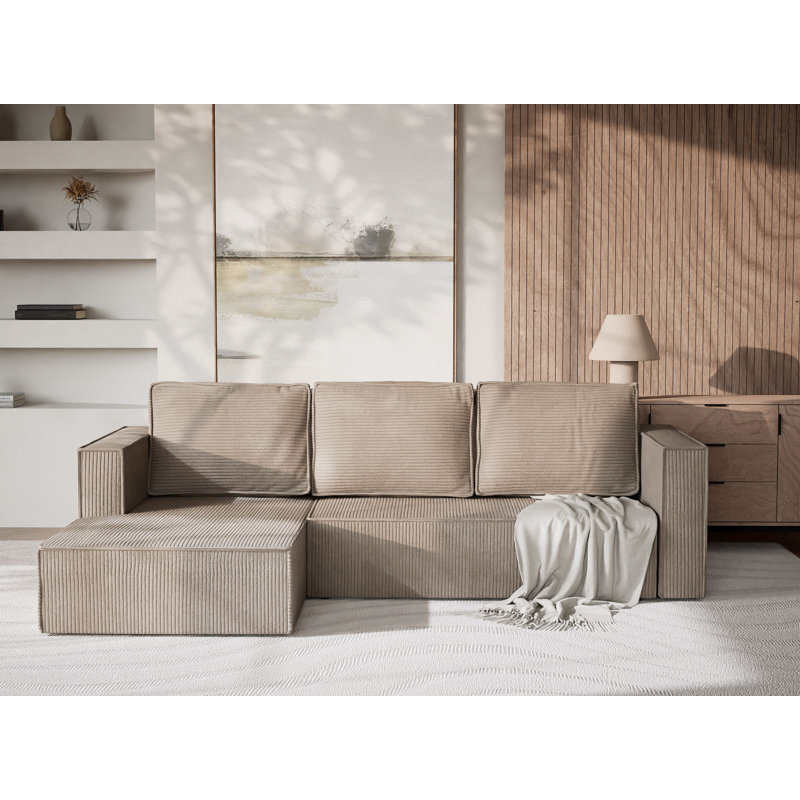 3 Seater Corner Sofa , Beige, Left Hand Facing