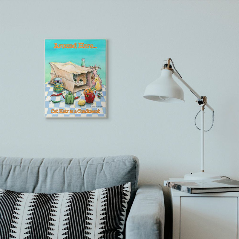 «Cat Hair is a Condiment Funny Pet» par Gary Patterson - impression, Plaque en bois, H 19 po x l 13 po