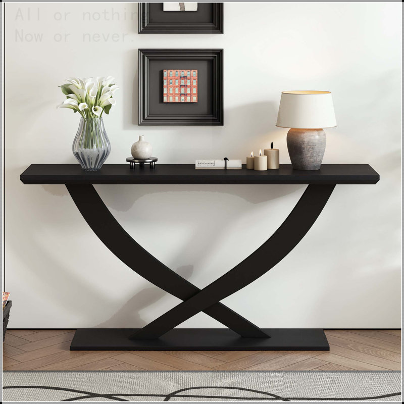 Console rustique moderne avec pieds croisés, Noir