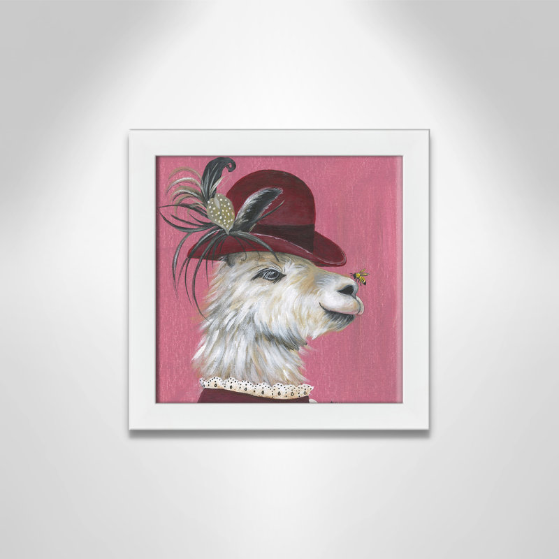 Art sur toile llama, H 14 po x l 14 po x P 0,625 po, Cadre blanc
