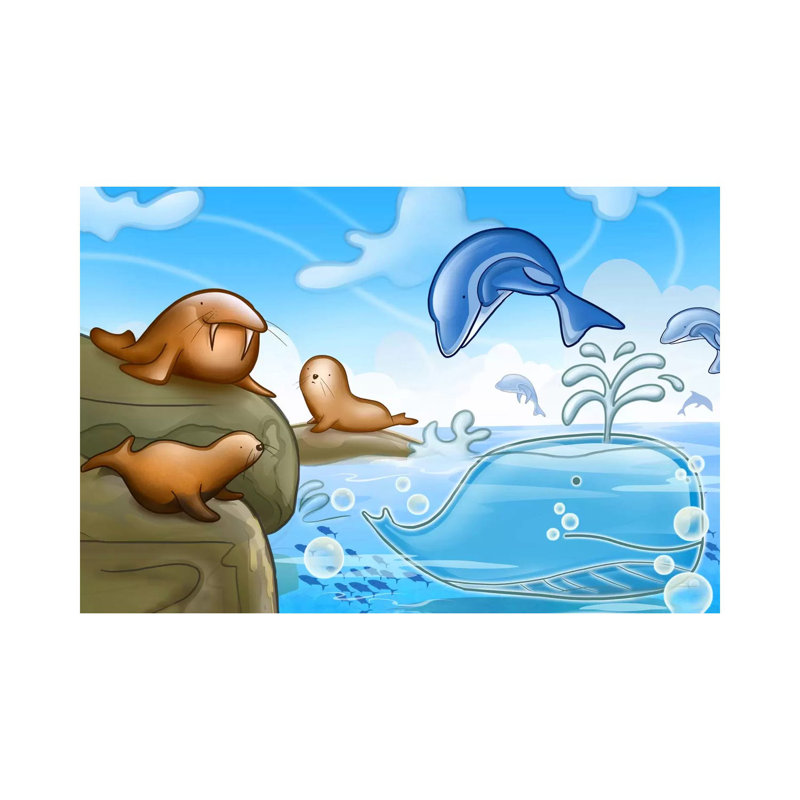 Seals Dolphins & Whale - Wrapped Canvas Painting, 20.32 cm H x 30.48 cm W