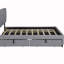 Grand lit plateforme tapissier en velours avec 2 tiroirs et 1 lit gigogne simple TG - gris