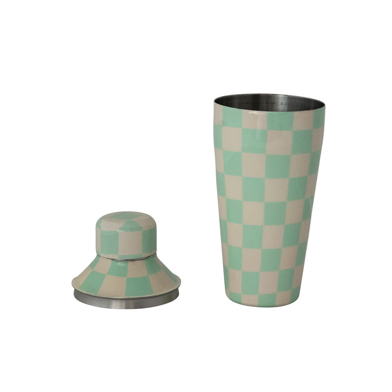 Shaker à cocktail en acier inoxydable émaillé avec motif à carreaux
