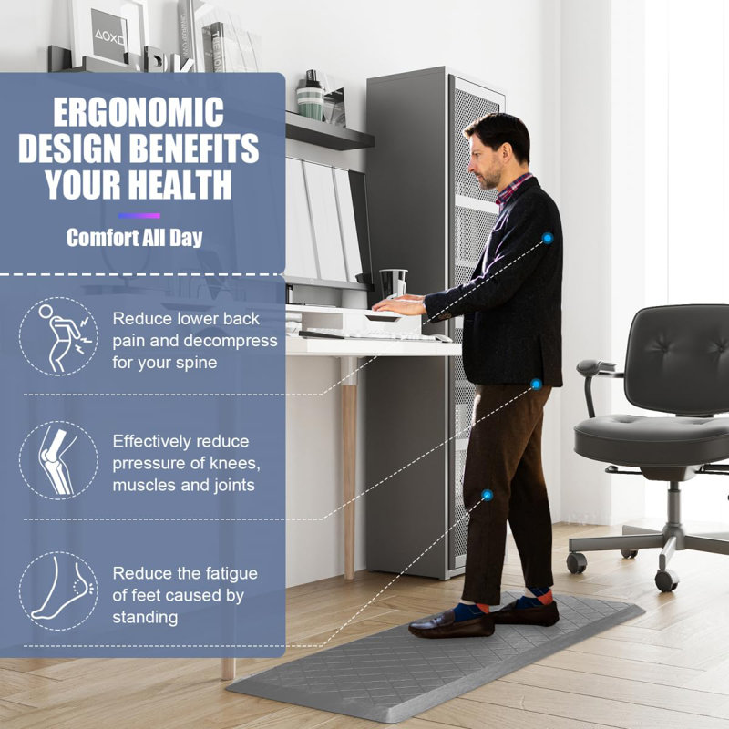 Tapis de cuisine 2 pièces, tapis de cuisine anti-fatigue, Gris