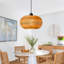 Luminaire suspendu en rotin naturel tissé à la main à 1 lumière pour îlot de cuisine Astera