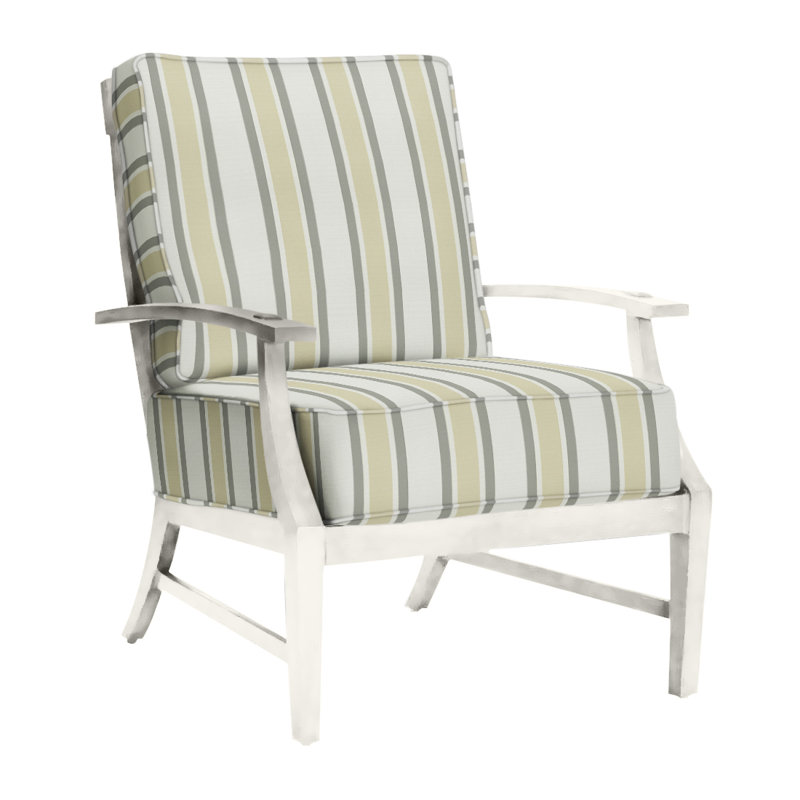 Croquet Patio Chair with Cushions, Welt + Standard Fill, Linen Navy, Chalk