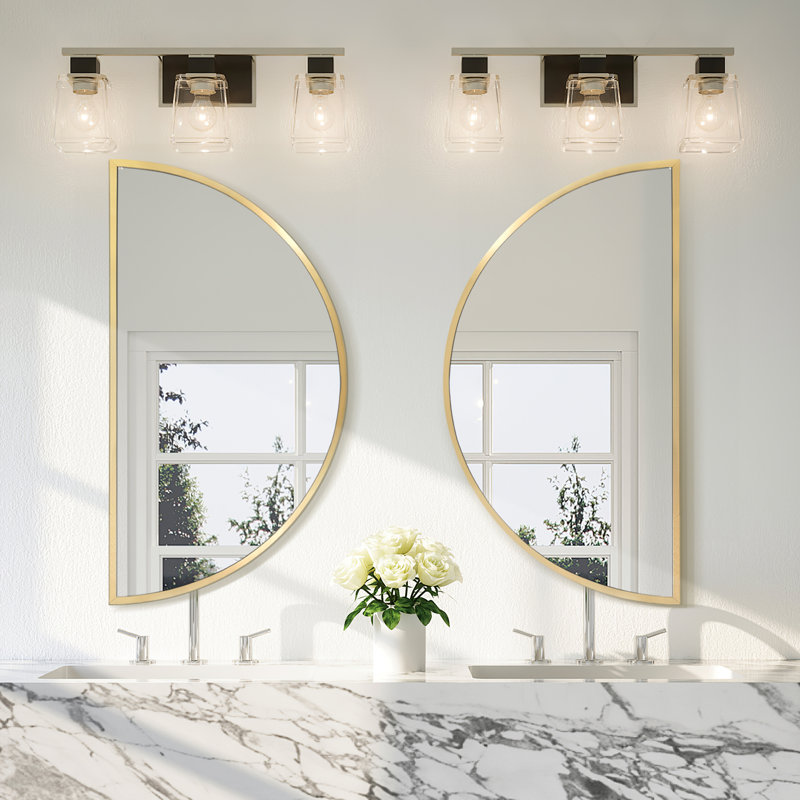 Miroir mural - Miroir de salle de bain, H 16 po x l 32 po, Doré