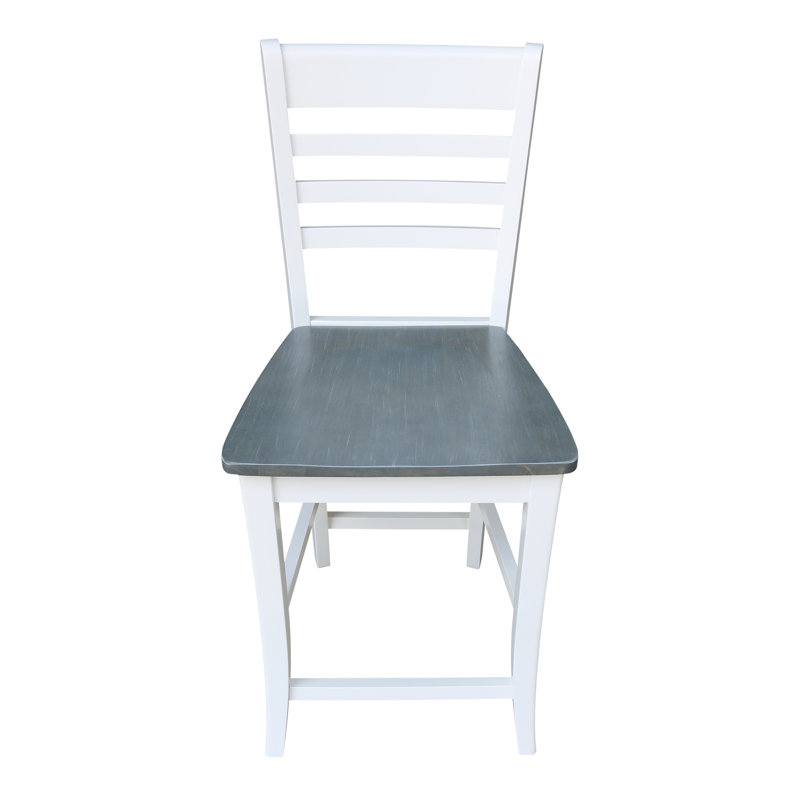Guzik Solid Wood Counter Stool, White/Heather Gray