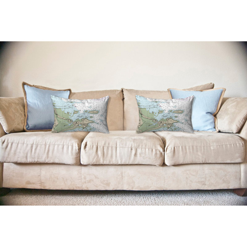 Nautical Map Outdoor Reversible Throw Pillow