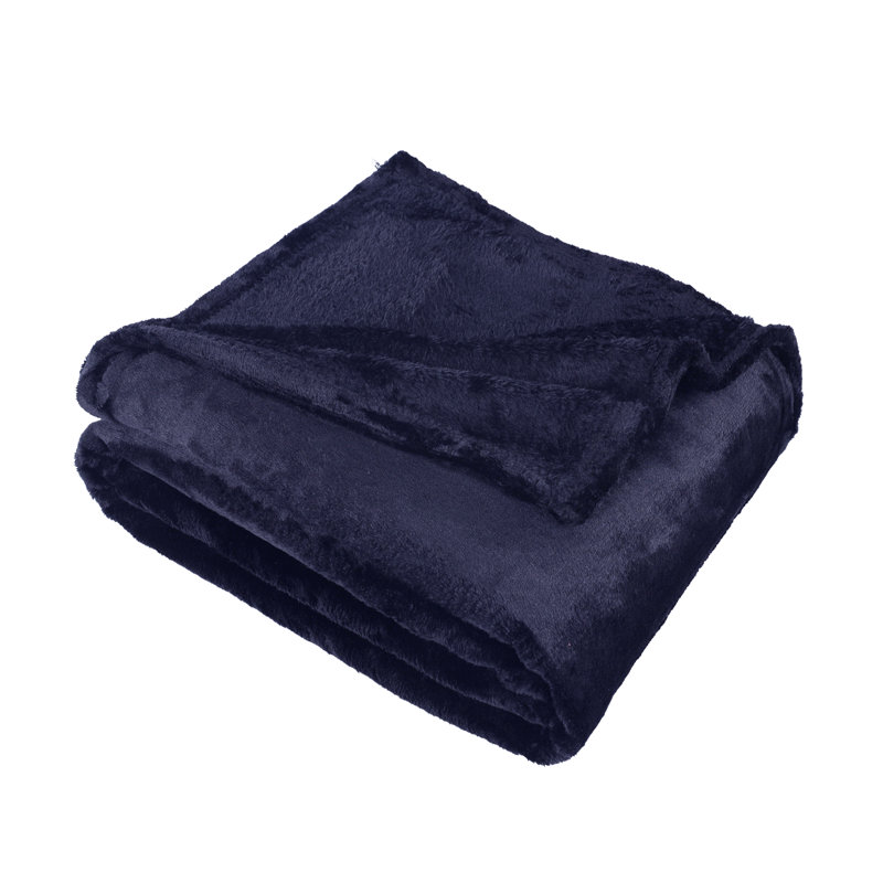 Superior Metallic Polka Dot Ultra-Plush 100% Polyester Fleece Blanket, Throw, Navy Blue Solid