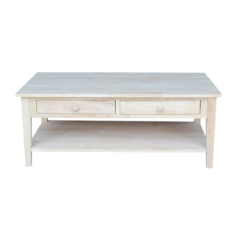 Tillar Solid Wood Coffee Table, Unfinished