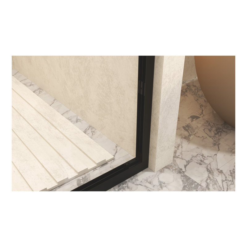 Tempered Glass with Explosion Proof Film, Aluminum Frame Double Sliding Shower Door, "1/4 (6 mm), Stainless Steel handle, Matte Black