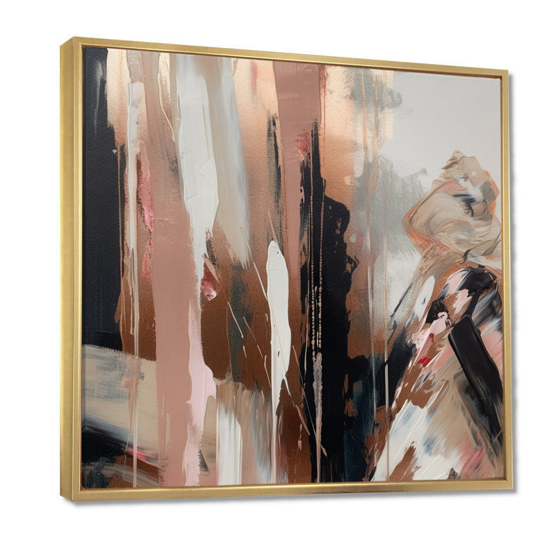 «Brown and Black Beyond Boundaries I», art abstrait encadré, 44" H x 44" W, Cadre flottant doré