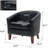 Edvardas Upholstered 29.11 Wide Black Faux Leather Tufted Barrel Club Chair with Nailhead Trim-591144636