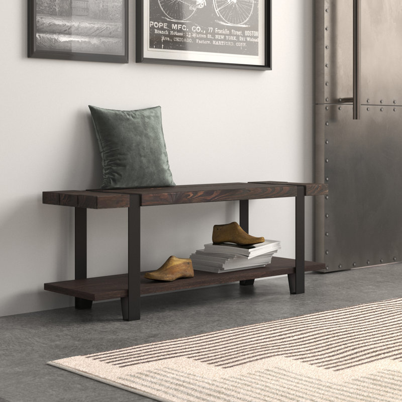 Modesto 48-Inch Solid Wood Entryway Bench with Storage Shelf