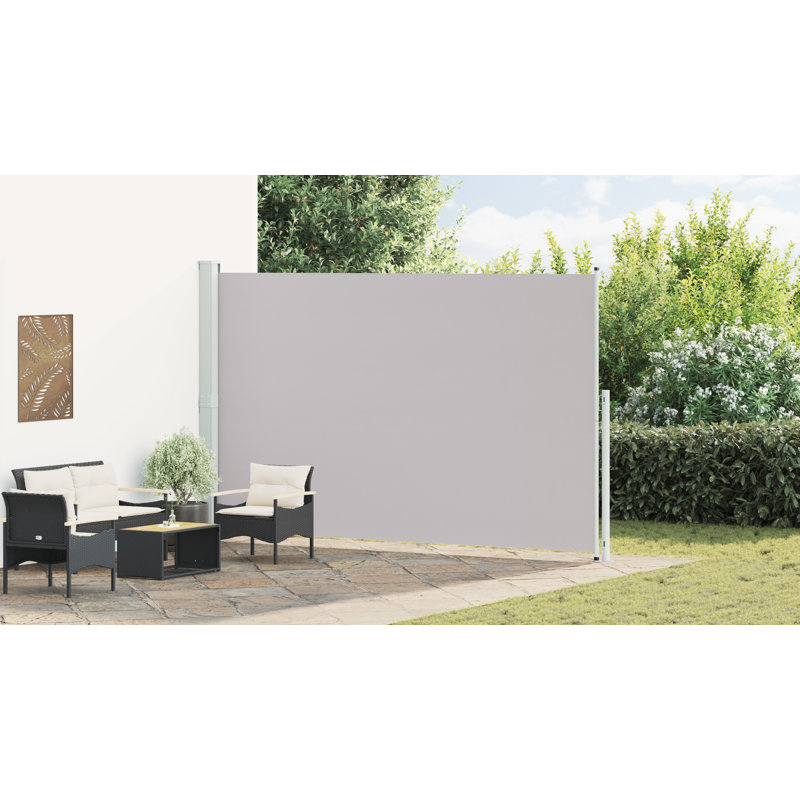 Paravent rétractable avec auvent pliant, Noir, H 86,61 po x l 196,85 po
