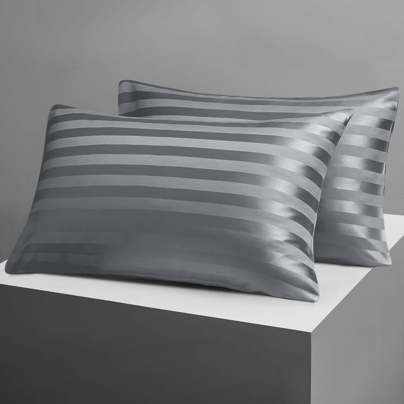 Luxury Stripe Standard Pillowcase - Set of 2, Grey