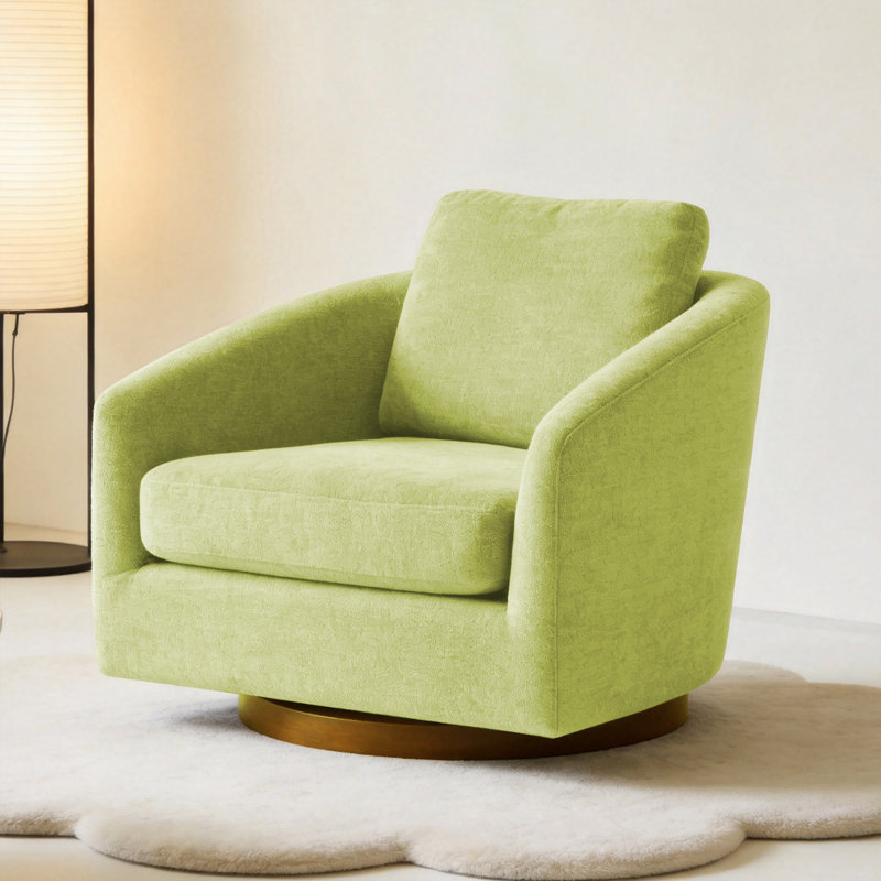 Fauteuil d'appoint pivotant avec coussin lombaire et accoudoirs larges