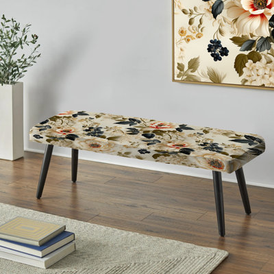 Charme de maison de campagne verte antique - banc rembourré floral noir