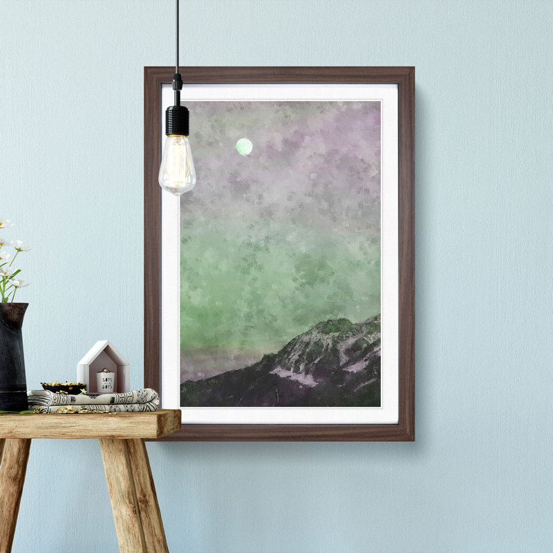 Moon over the Mountain - Picture Frame Painting Print, Walnut Framed, 45cm H x 33cm W x 2cm D