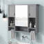 Armoire de rangement murale moderne 35 po x 28 po, armoire de salle de bain murale avec miroir, armoire à pharmacie avec barre à serviettes