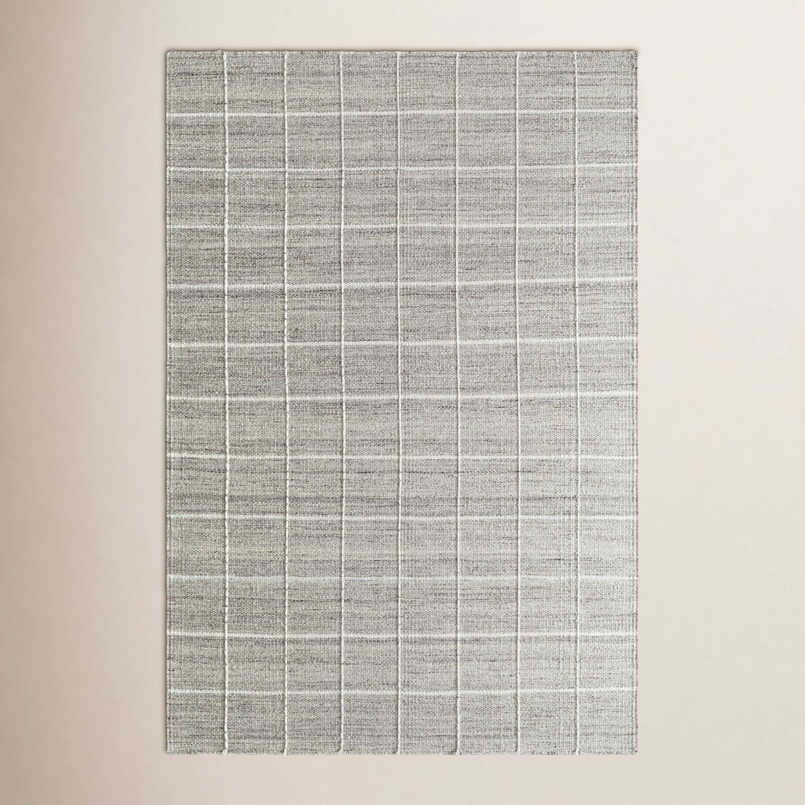 Lavande Geometric Wool Area Rug in Off-White/Gray, Rectangle 6' x 9'