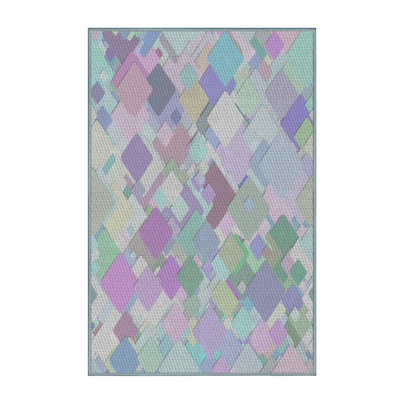 Tapis rose/vert à motif motif pâle, Rectangle 5 pi x 7 pi