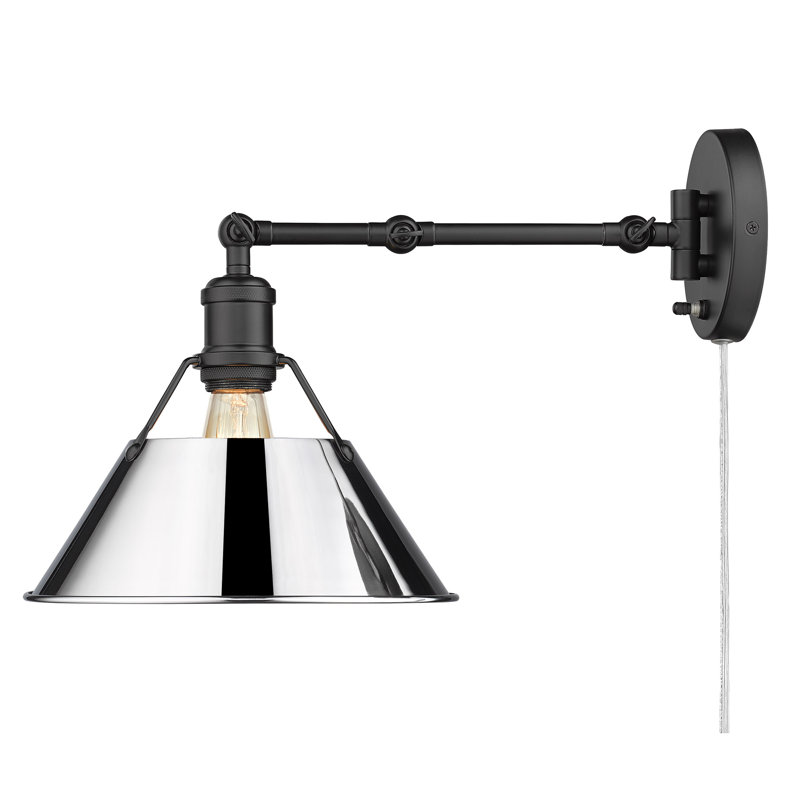 Lampe murale avec bras pivotant à 1 lumière Weatherford, Chrome, Noir mat