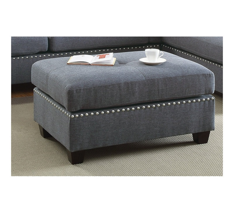 Ensemble de canapé modulaire en L 3 pièces avec méridienne réversible et repose-pieds, tissu gris-bleu clair