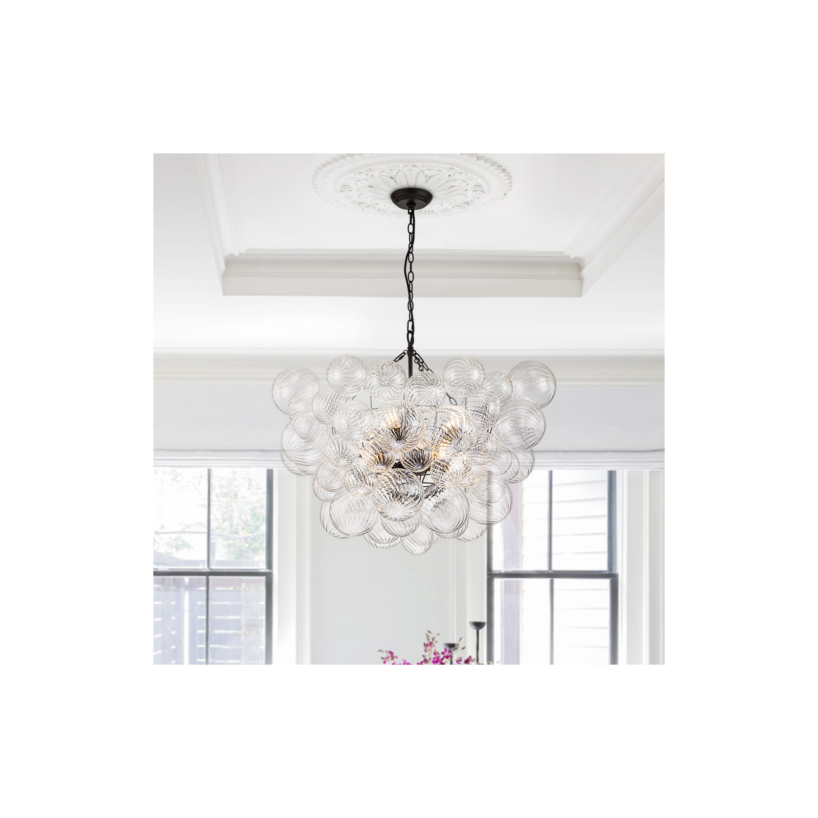 8 - Light Dimmable Chandelier, Black