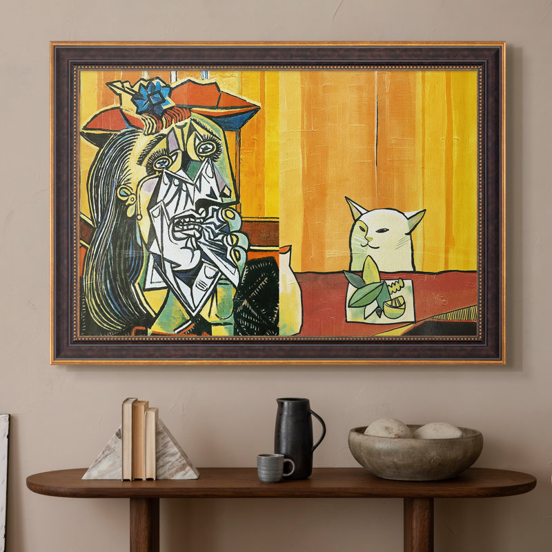 Femme criant devant un chat (parodie de Picasso), v. 2019-Internet Artist (Inconnu) -Toile encadrée personnalisée