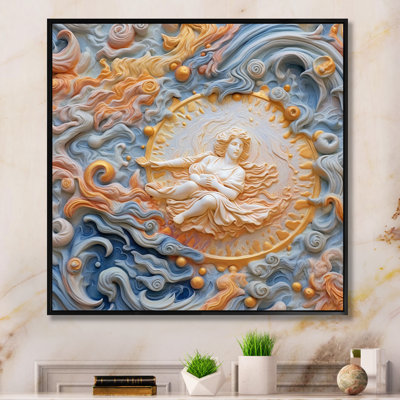 Crème astrologie nébuleuse marbre VI - formes abstraites, impression sur toile