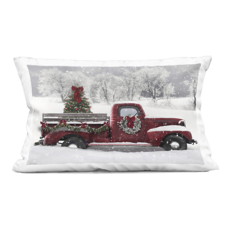 Coussin décoratif à motif de guirlandes de Noël, par Lori Deiter, Rouge transport