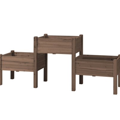 Elevated Plant Bed With 3 Boxes, Wooden Stand For Veggies, Herbs, Florals. Solid Wood, Drainage Holes, 72.5" L X 17.75" W 31.5" H Garden 3 Flowers. Drainage,