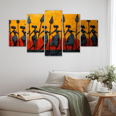 Ensemble de décorations murales Tribal africain noir et jaune