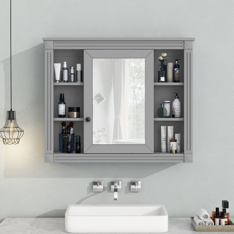 Armoire de rangement de salle de bain murale, armoire à pharmacie, armoire de salle de bain moderne avec miroir, armoire à miroir (meuble-lavabo non inclus)