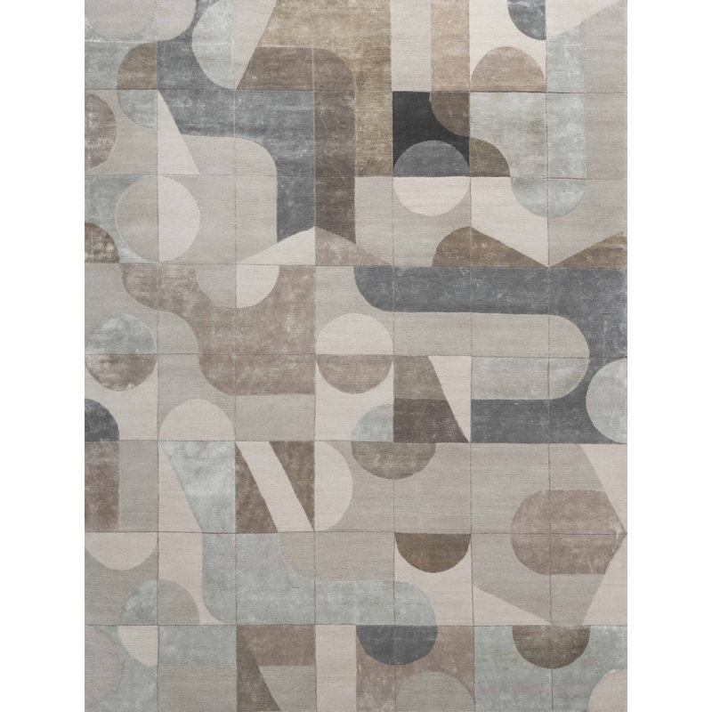 Contemporary One-of-a-Kind Rectangle 9'2" X 12'1" Hand Knotted Area Rug