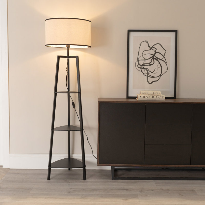 HIRU With EVA 156 Floor Lamp, Black, Yes, Natural/Black