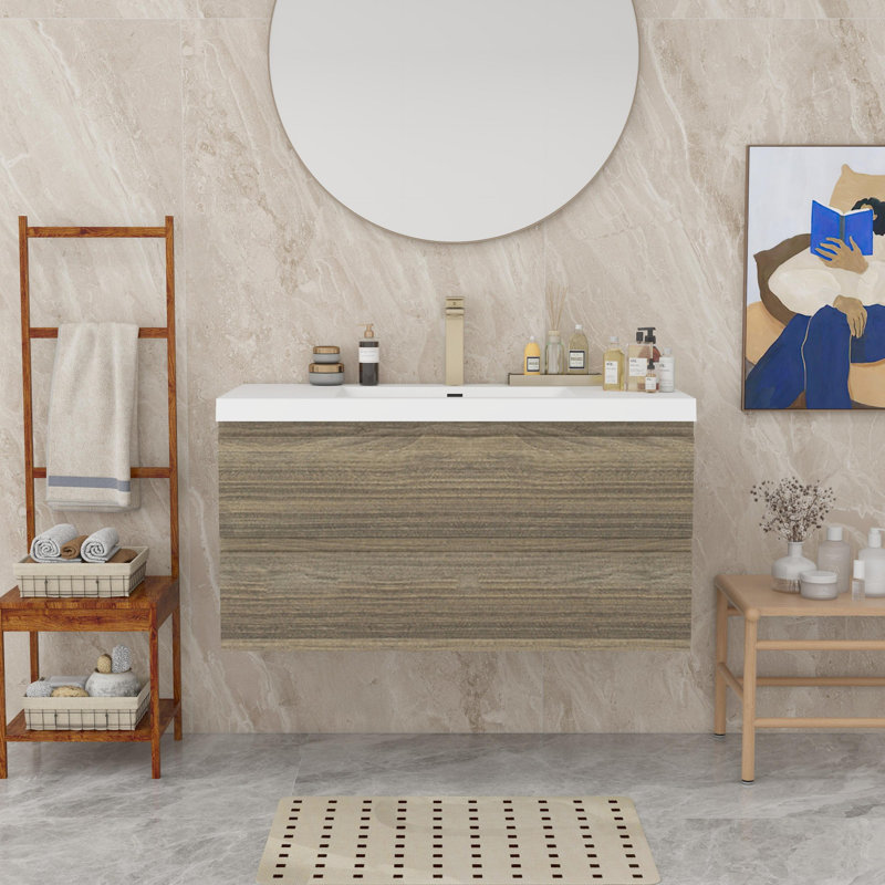 Wall Mounted Bathroom Vanity, Gray