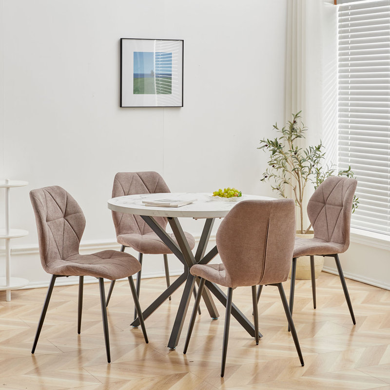 Miko 50cm H Velvet Upholstered Metal Side Chair, Brown