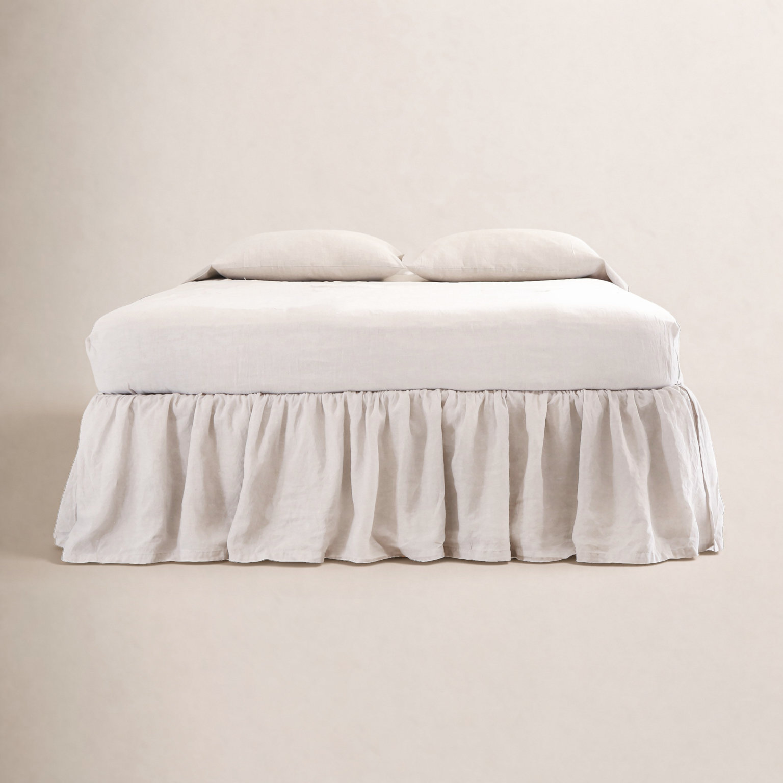 Linen Ruffled Bed Skirt, Queen, Flax