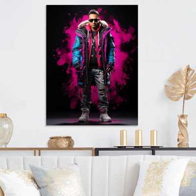Streetwear Edge Man Break Dance II - Fashion Illustration Metal Wall Art