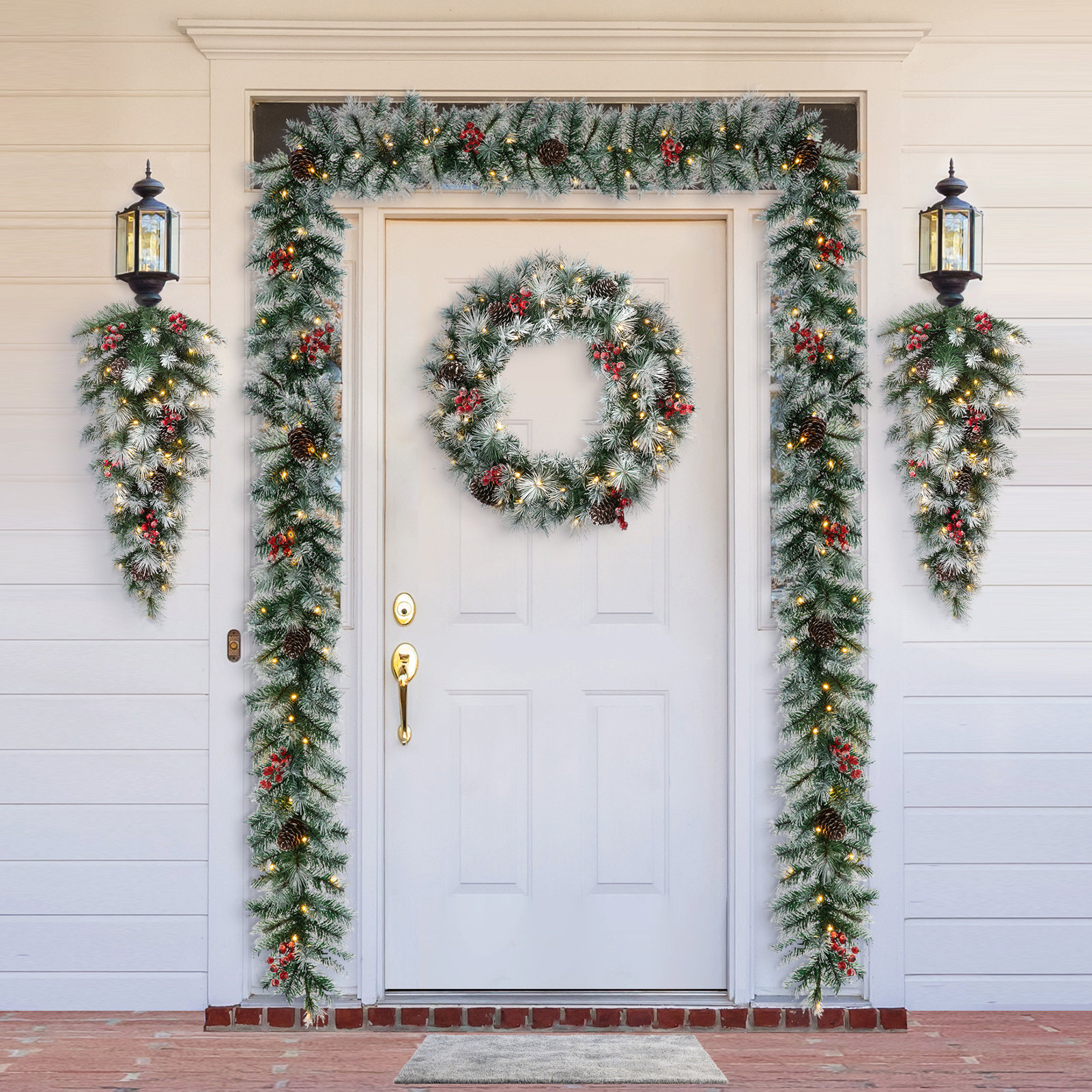 Heyder 18" Frosted Pre-Lit Christmas Swag