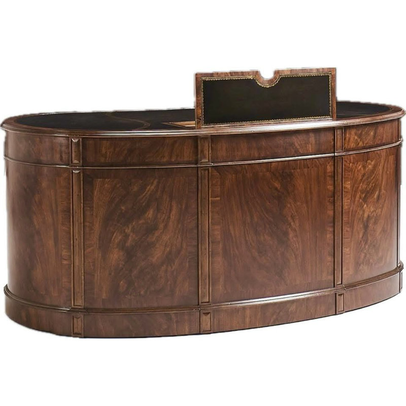Walnut Kidney Shaped Desk With Leather Top