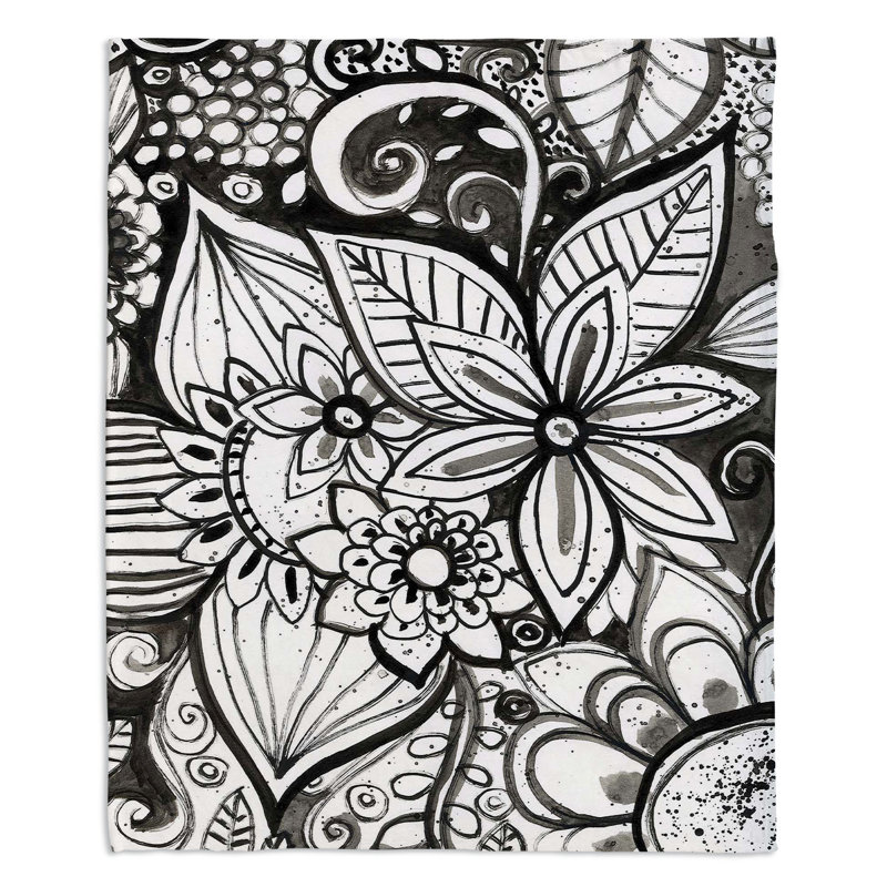 Jeté / motif floral, l 68 po x L 80 po