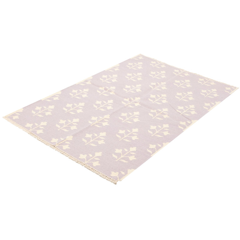 Tapis oriental en laine tissé à plat à la main à motif rectangulaire Evah 5 pi 1 po x 7 pi 10 po Evah