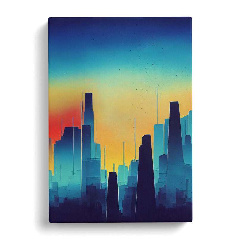 City Skyline Sunrise - Print, Wrapped Canvas, 50cm H x 35cm W x 3cm D, No Matte