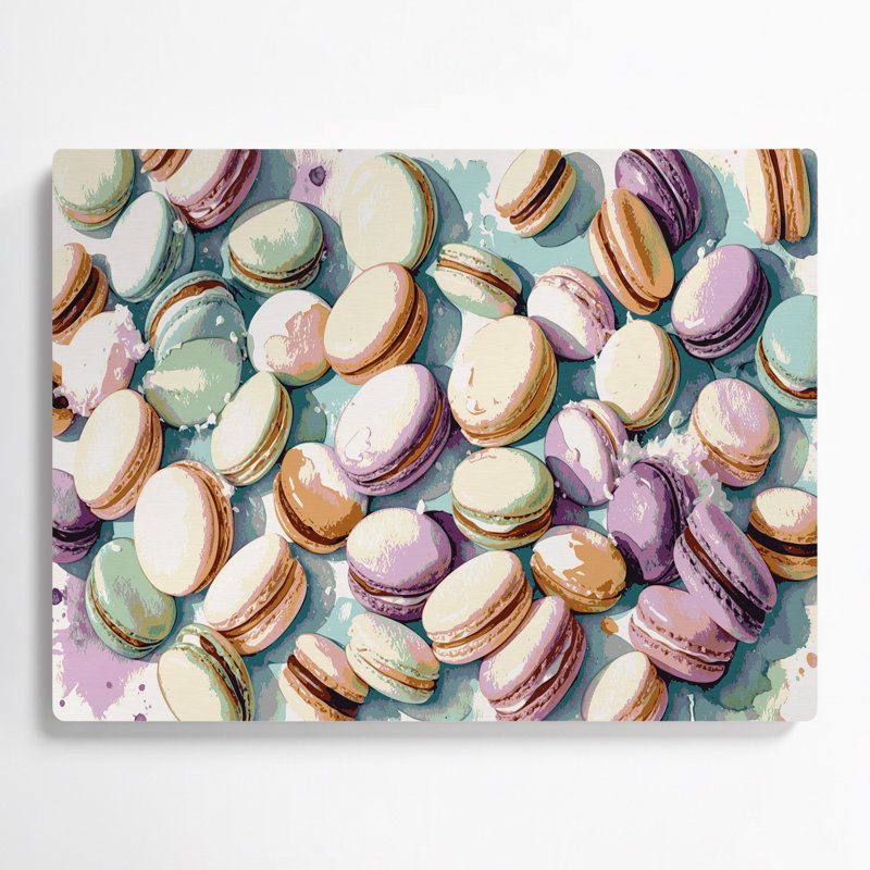Dessert Macarons beige, art mural en métal, H 11 po x l 14 po