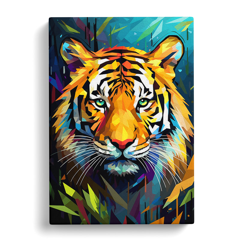 Tiger Cubism Art No.2 - Wrapped Canvas, 50cm H x 35cm W x 3cm D